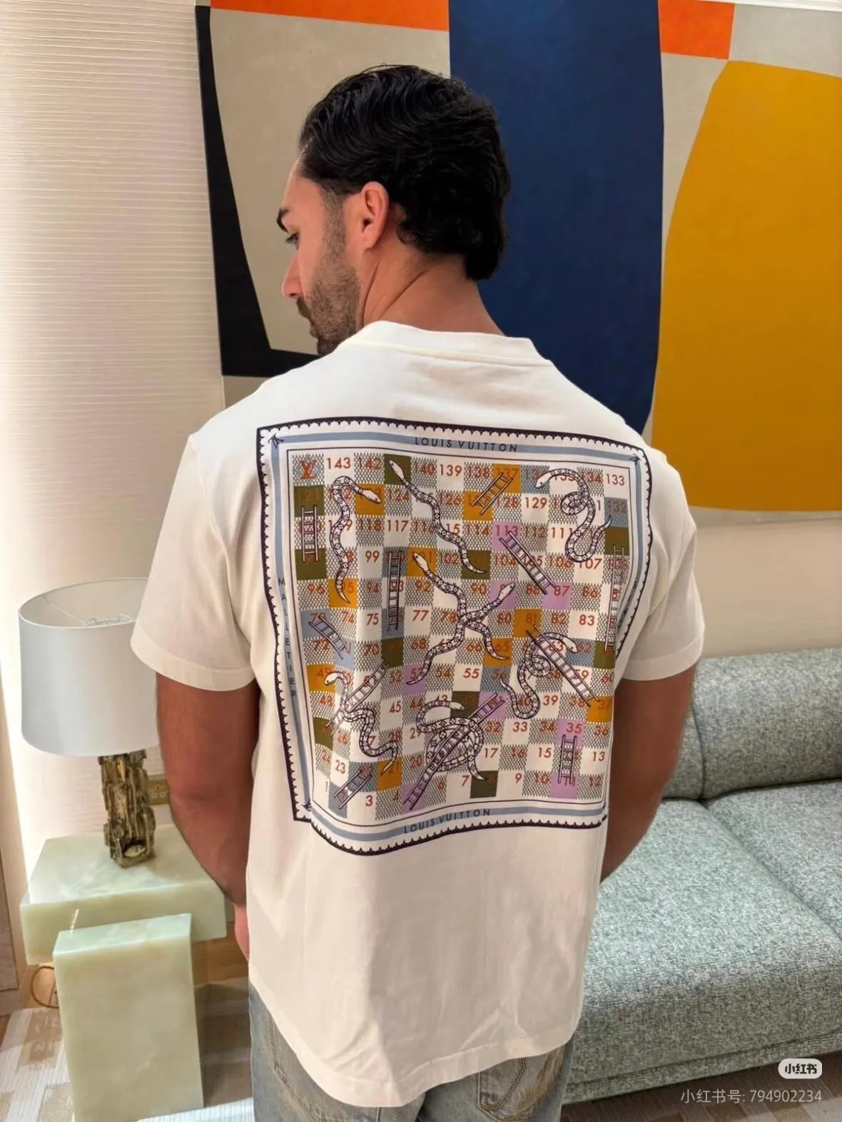 Louis Vuitton/Louis Vuitton back checkerboard print short sleeves